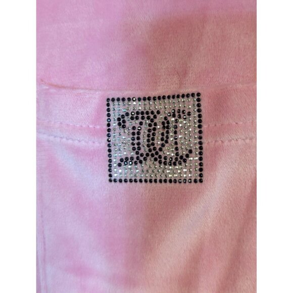 Juicy Couture Pink Velour Pajama Set W/ Satin Shorts & Rhinestone Logo Womens M - Picture 3 of 5